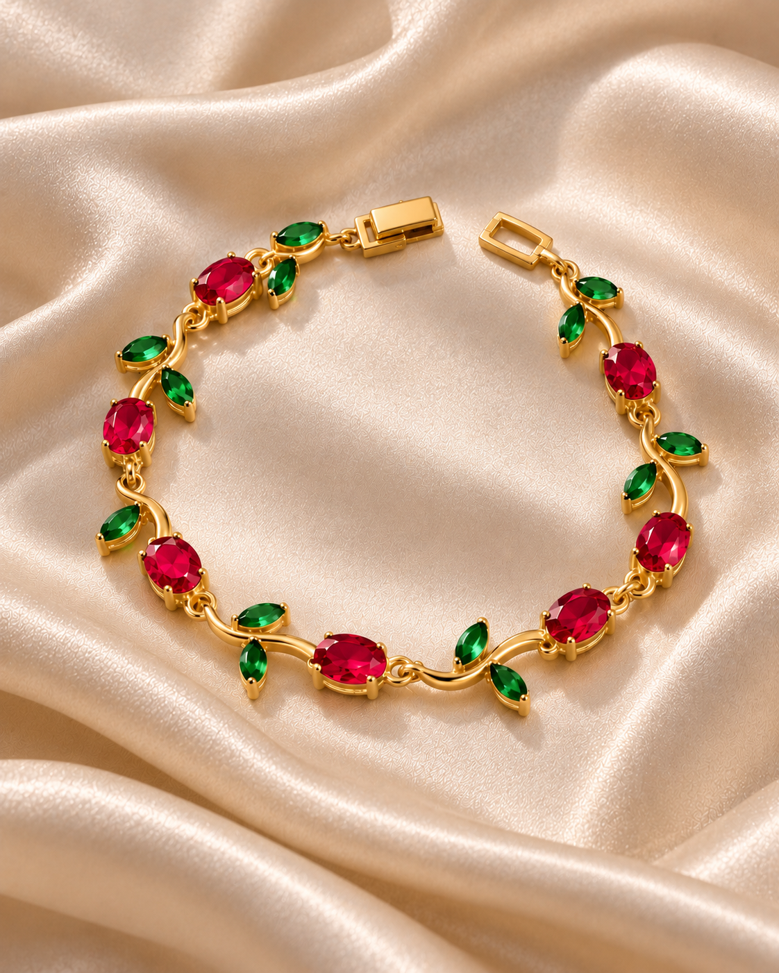 Red green tulip bracelet 3