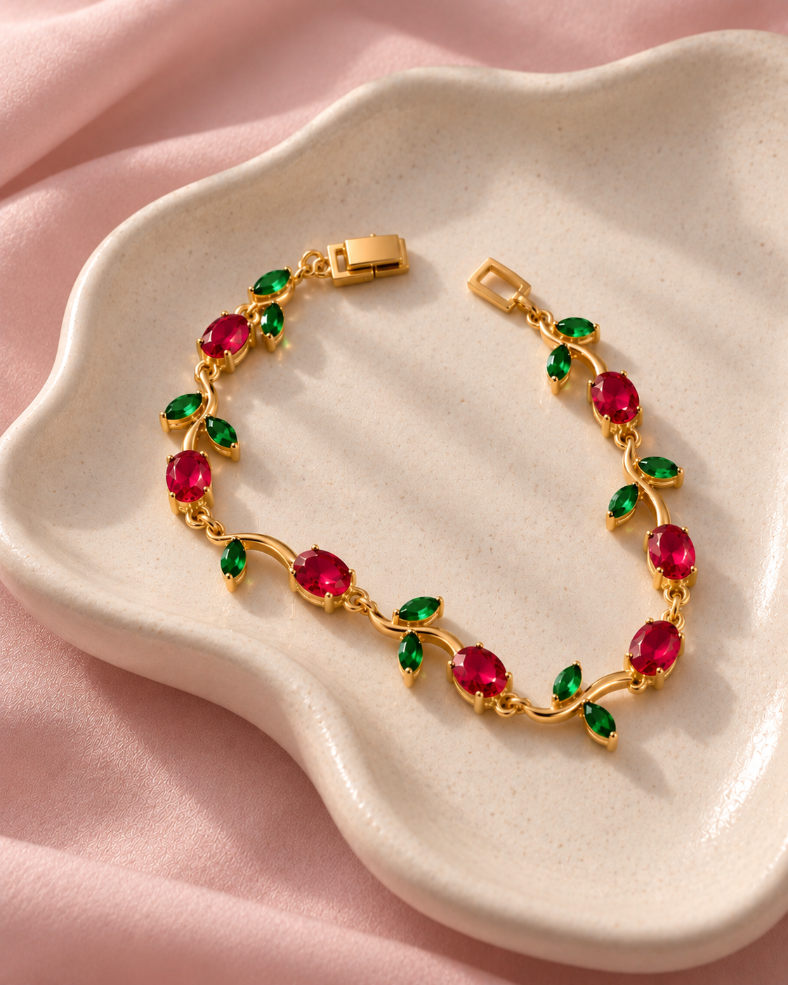 Red green tulip bracelet 4